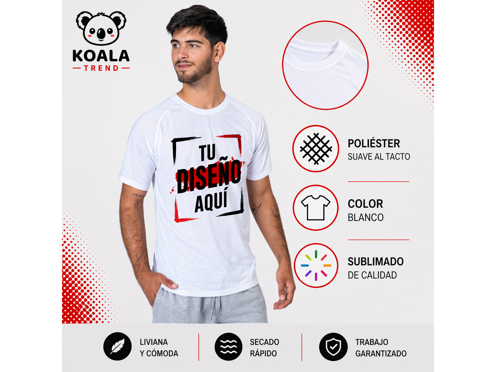 CAMISETA  POLIÉSTER SUAVE BLANCA