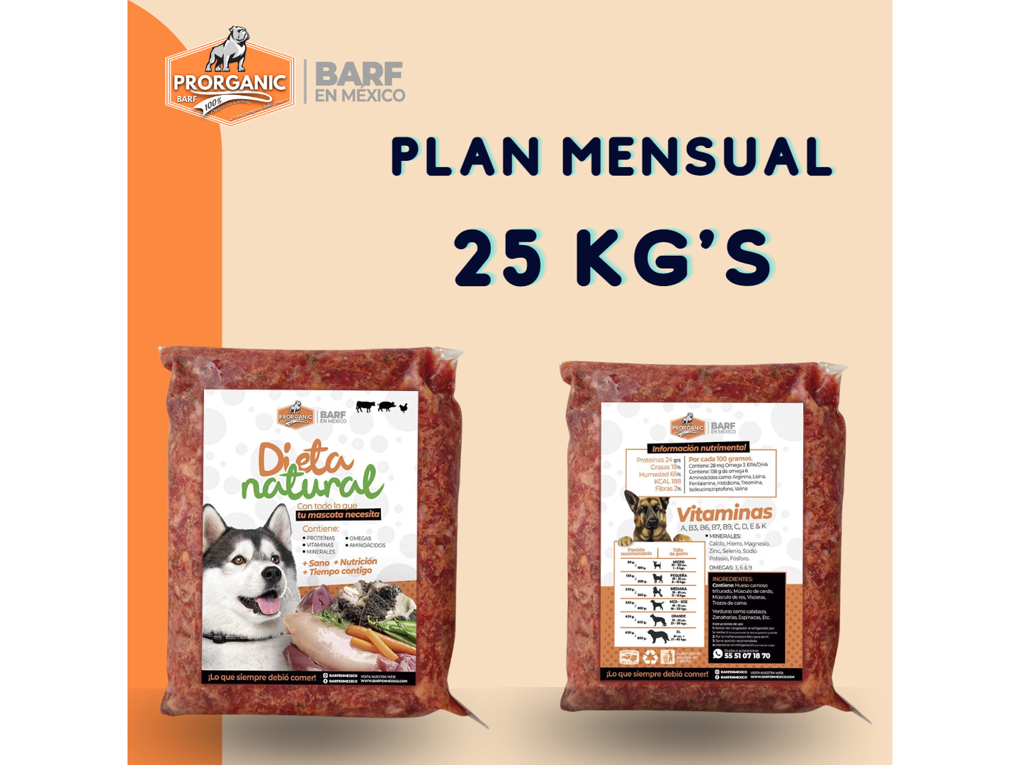 Plan Mensual Dieta Natural 25 Kg's