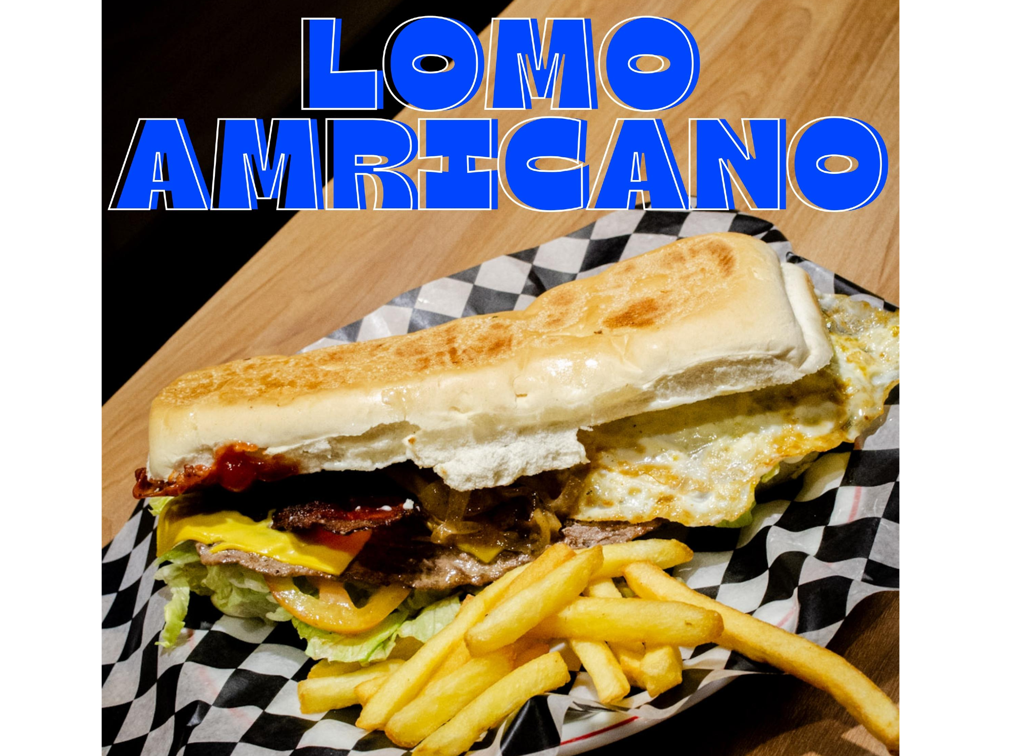 Burguer Americana DOBLE + Lomo Americano + Papas