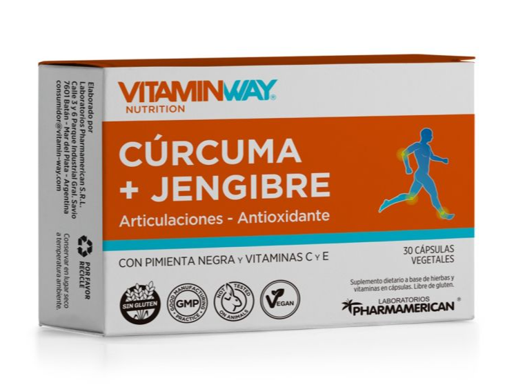 Curcuma + Jengibre con Pimienta 30 Cap- VITAMINWAY