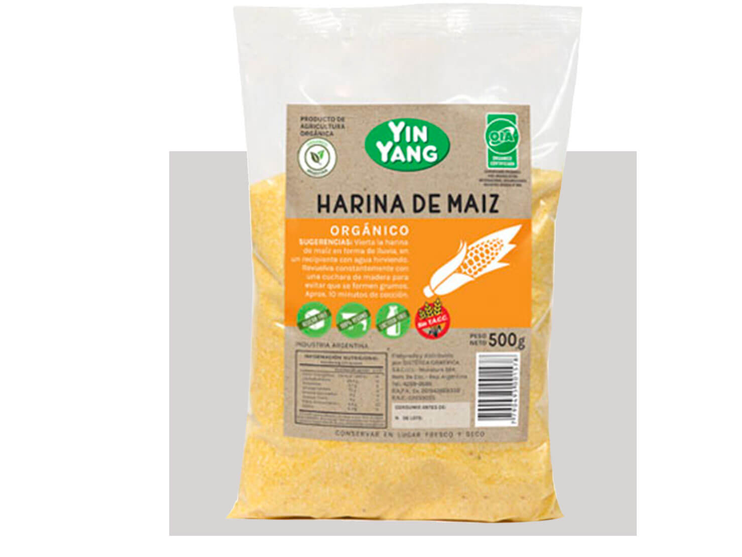Harina de Maiz Organica 500Gr- YIN YANG
