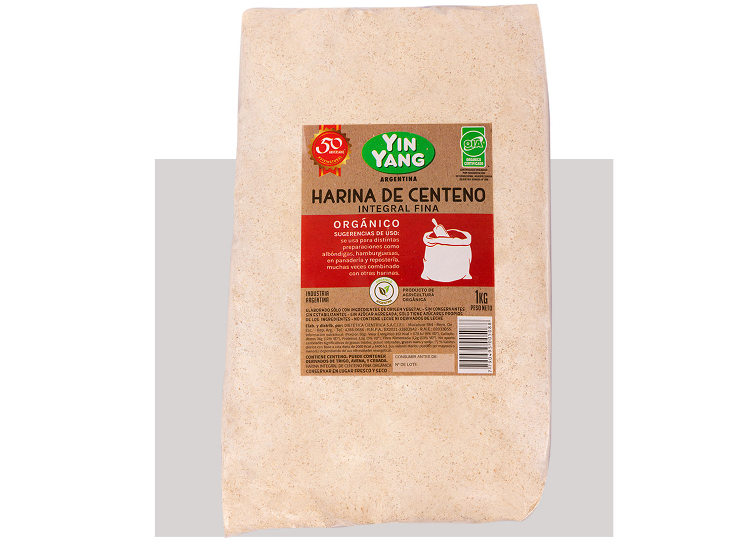 Harina de Centeno Fina Organica 1 Kg-YIN YANG