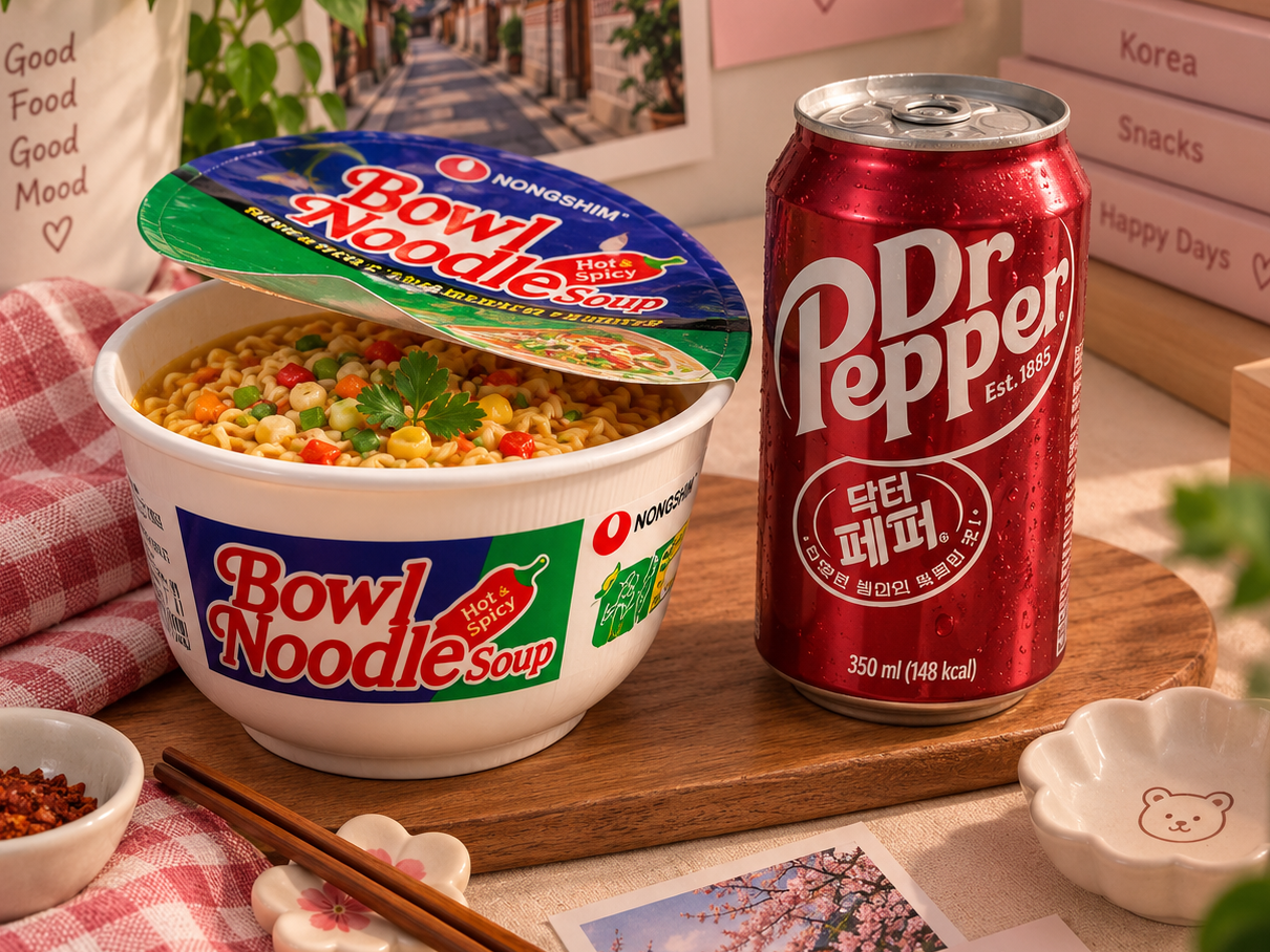 Dr Pepper + Ramen Bowl Noodles