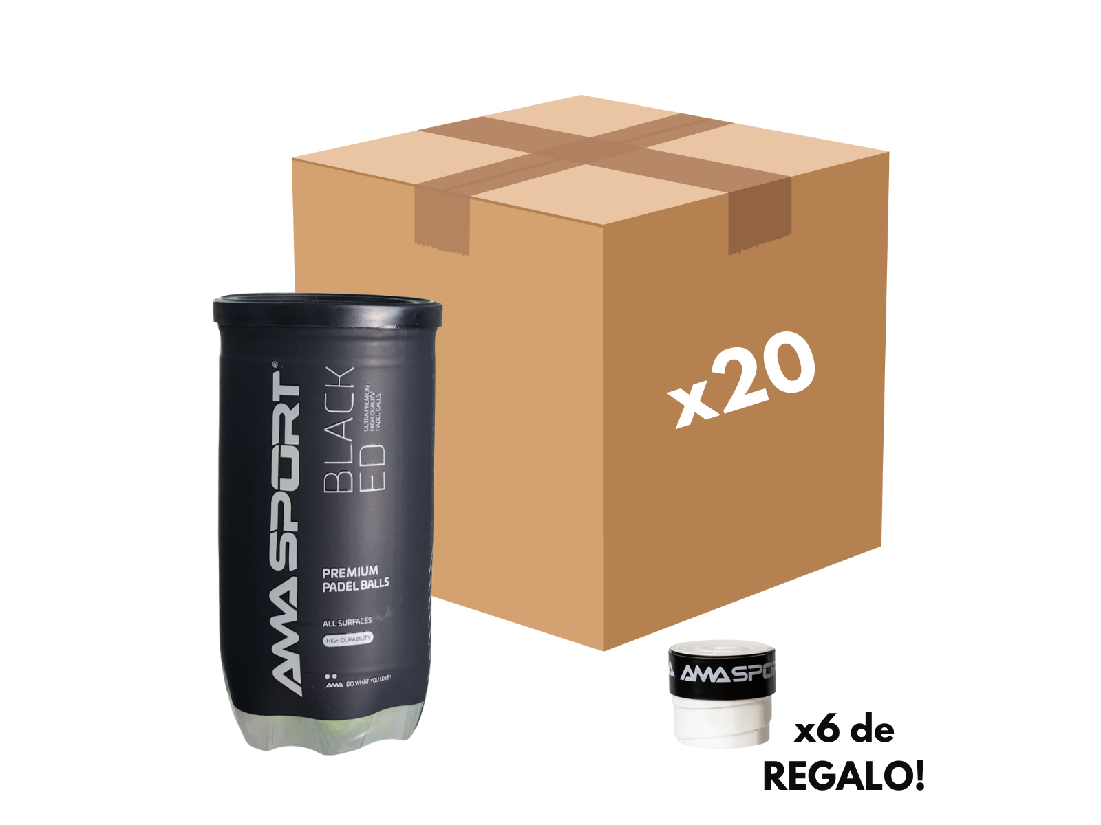 20 Tubos AMA Padel x2 + 6 Overgrip de REGALO!