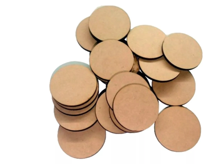 50 unidades Bases Circulo de 9 cm de Diametro Fibrofácil/mdf
