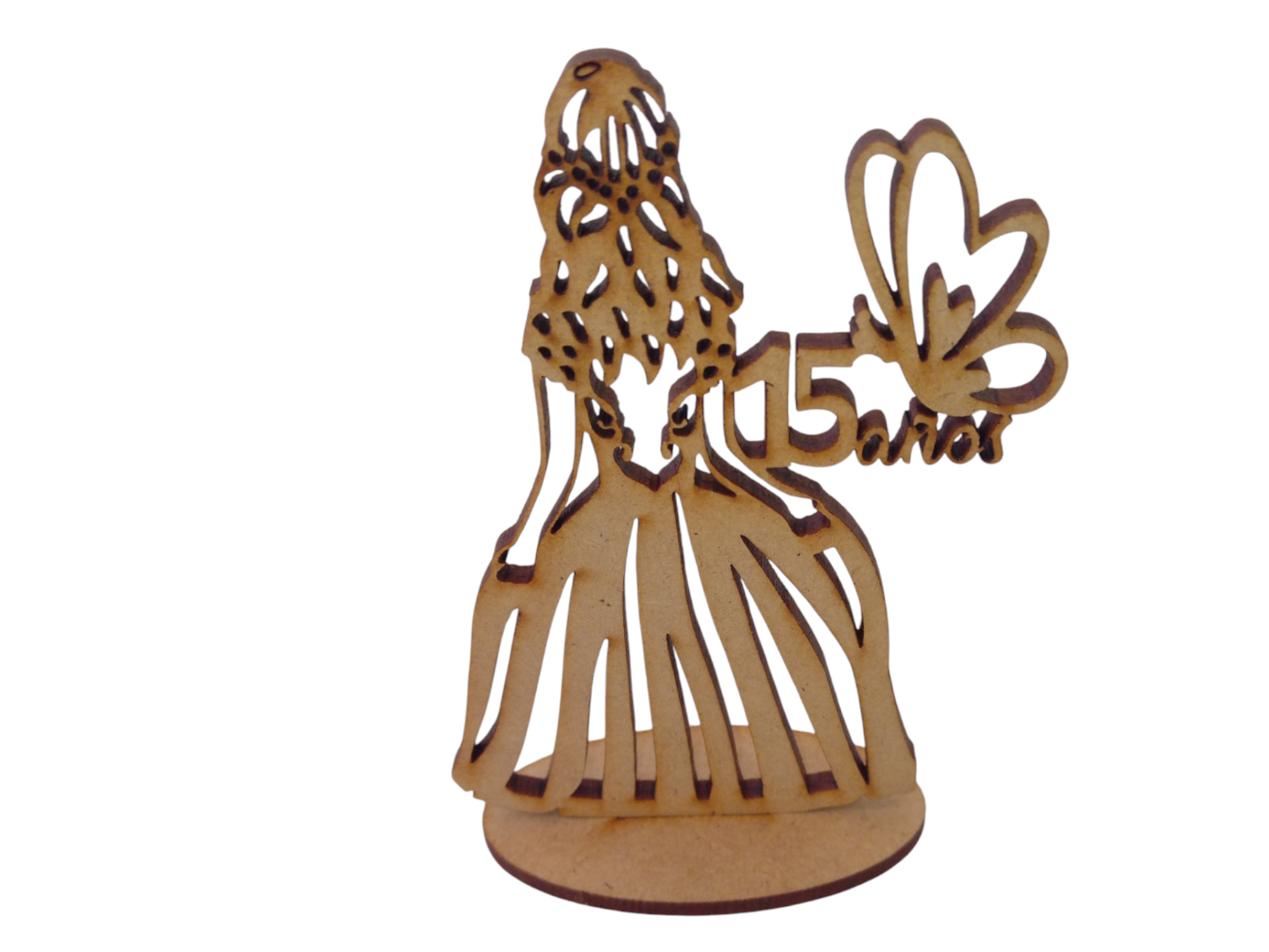 Souvenirs Mujer de Espalda Vestido Calado y Mariposa 15 Años