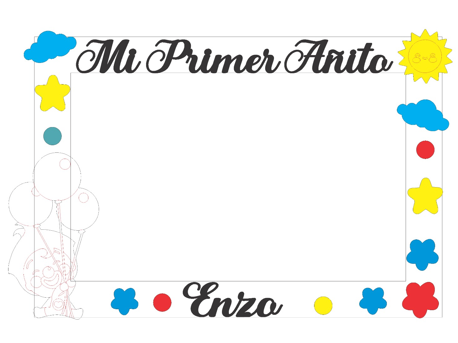 Marco de Selfie Rectangular con Frace + Figura + Nombre Fibrofácil