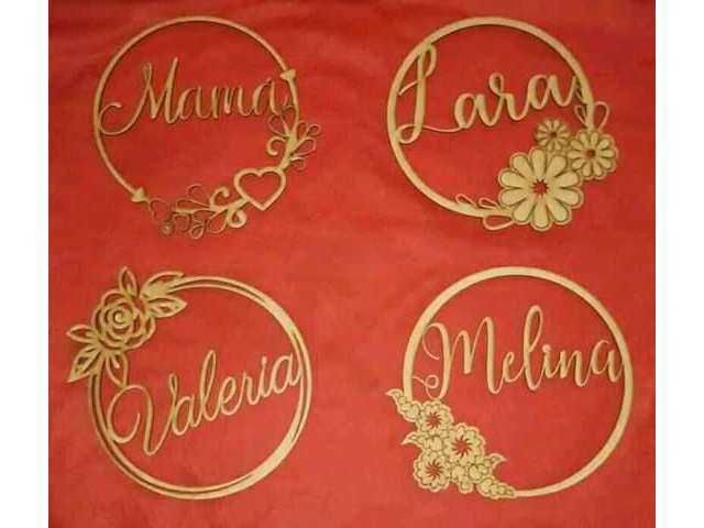 Nombre Perzonalizado Circulo 50 cm Fibrofacil Aro Cartel