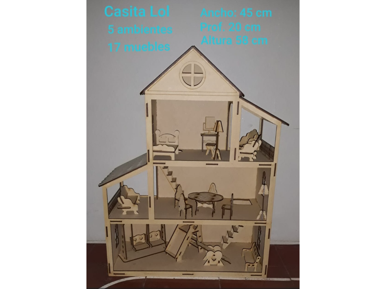 🏠 Casita de Madera MDF Lol  5 ambientes