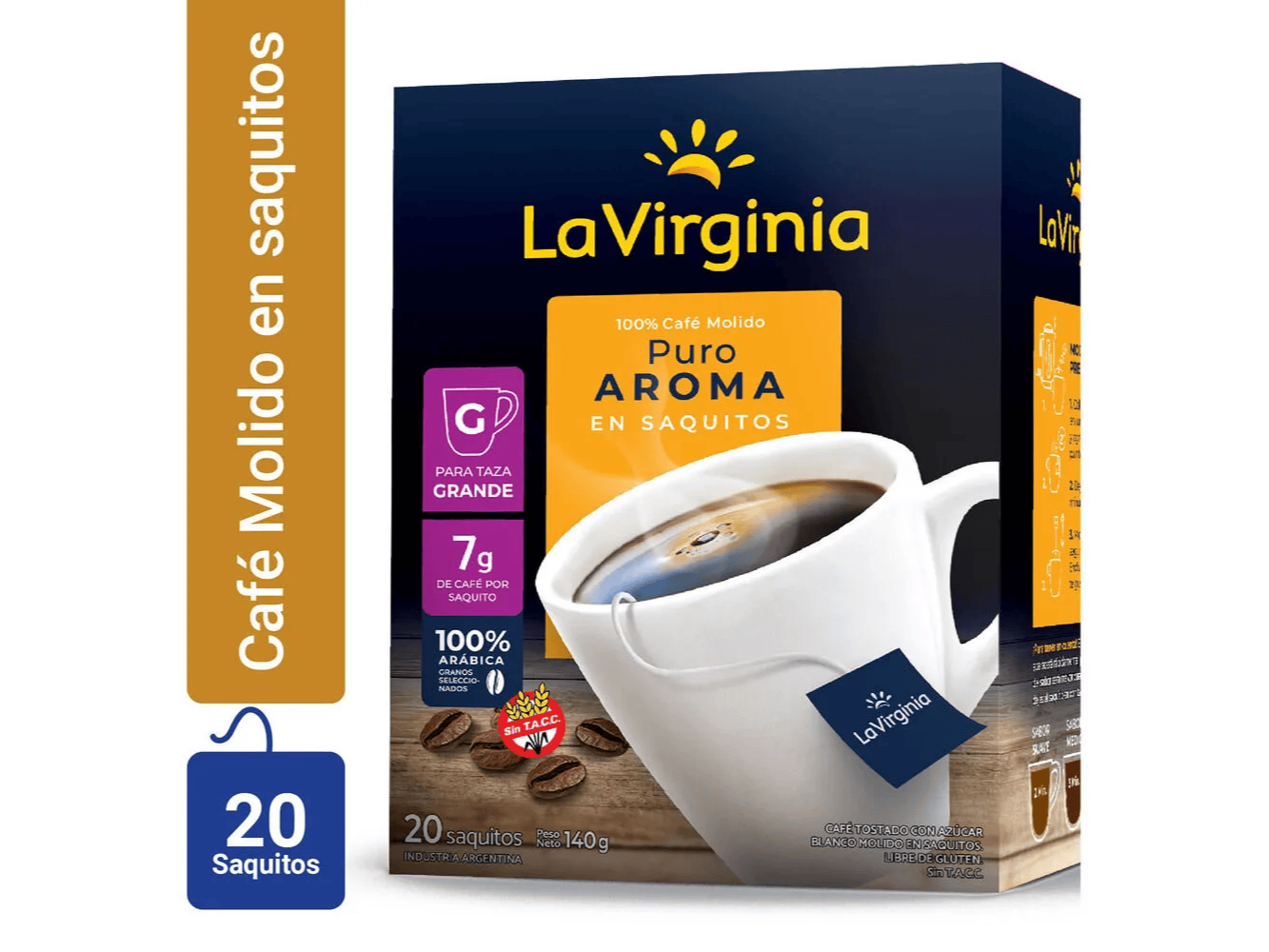 Café LA VIRGINIA Saquitos Puro Aroma 20saq