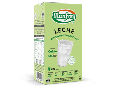 Leche Parcialmente Descremada Manfrey 1L