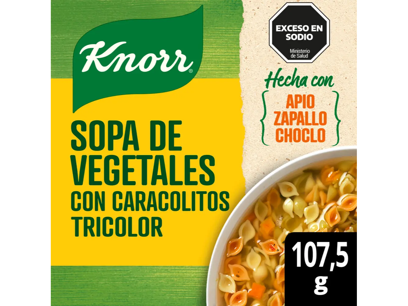 Sopa de Vegetales con Caracolitos Tricolor KNORR 107.5 g