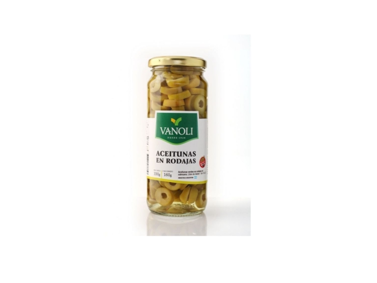 Aceitunas Verdes En Rodajas 160/330gr Frasco VANOLI