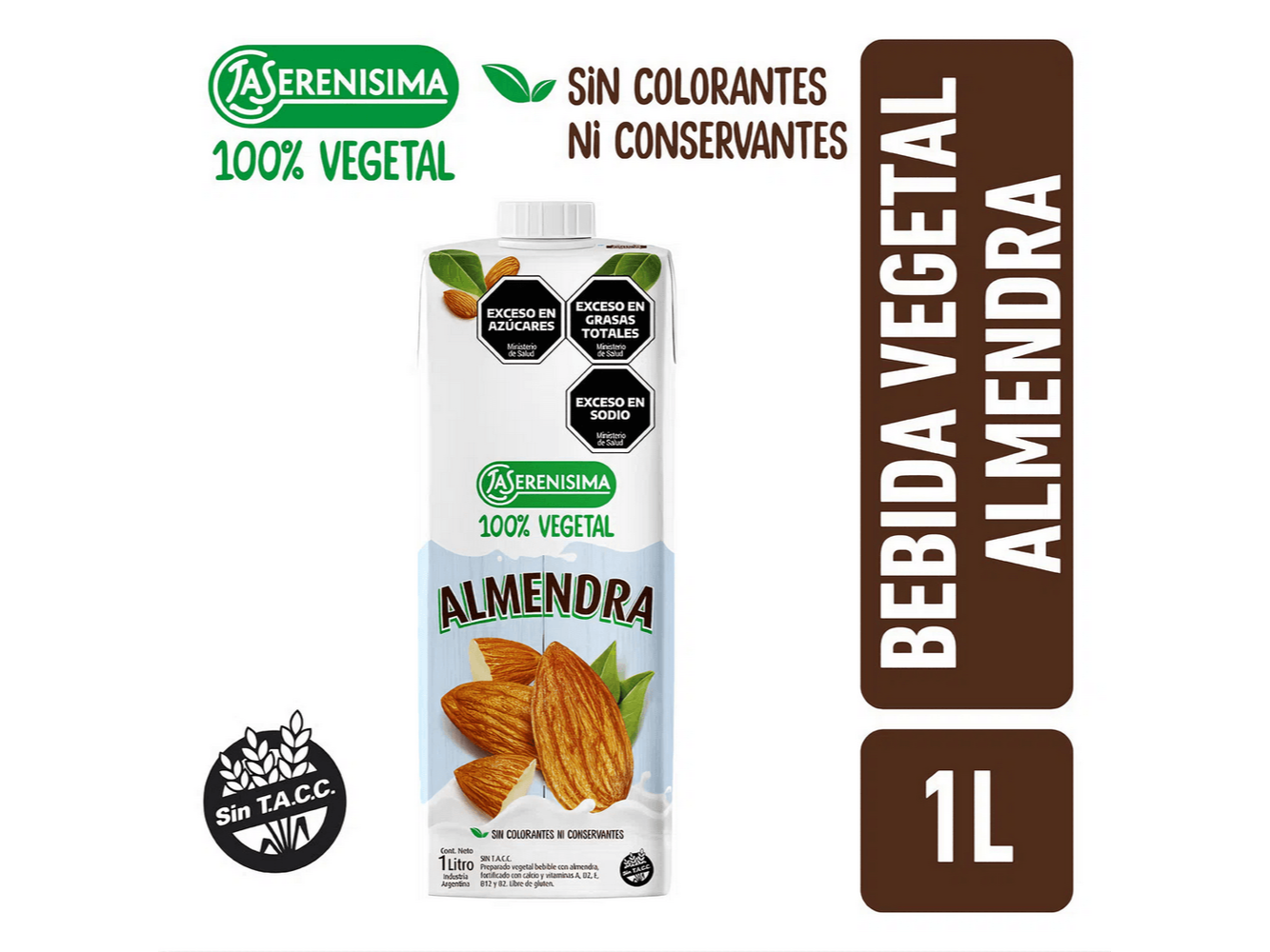 BEBIDA VEGETAL A BASE DE ALMENDRAS LA SERENISIMA 1LT