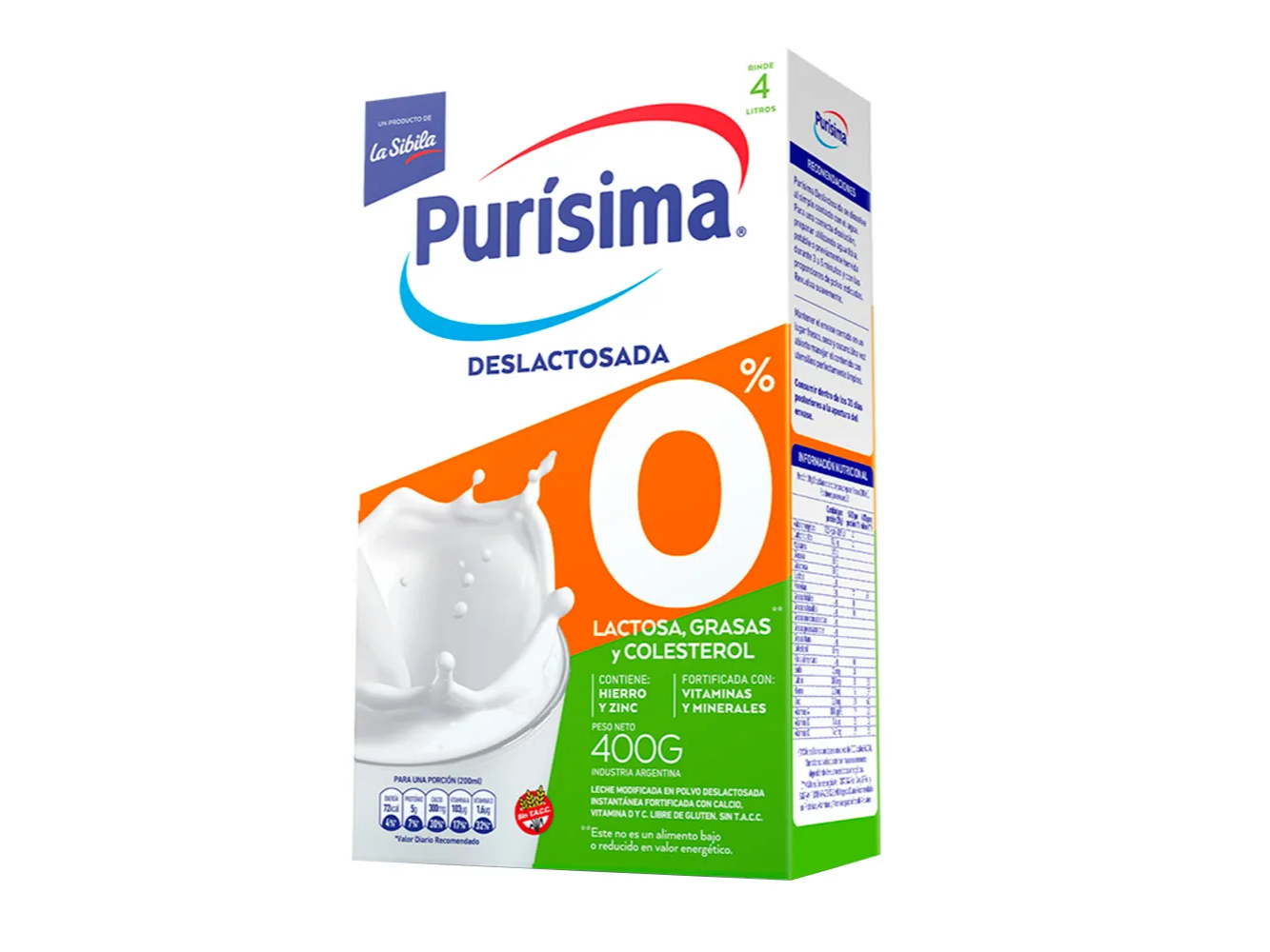 Leche en Polvo PURISIMA 400gr Deslactosada