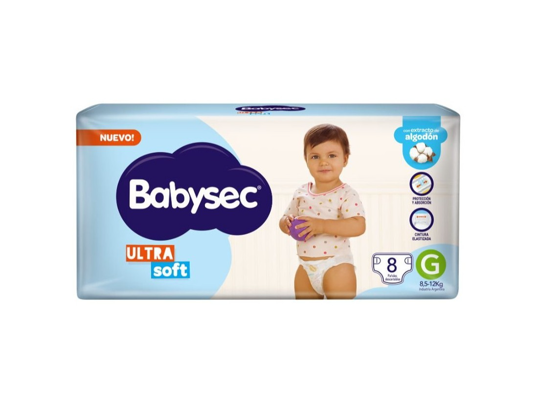 Pañal BABYSEC Ultra Soft x8 Grande