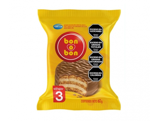 ALFAJOR BON O BON NEGRO TRIPLE 60G