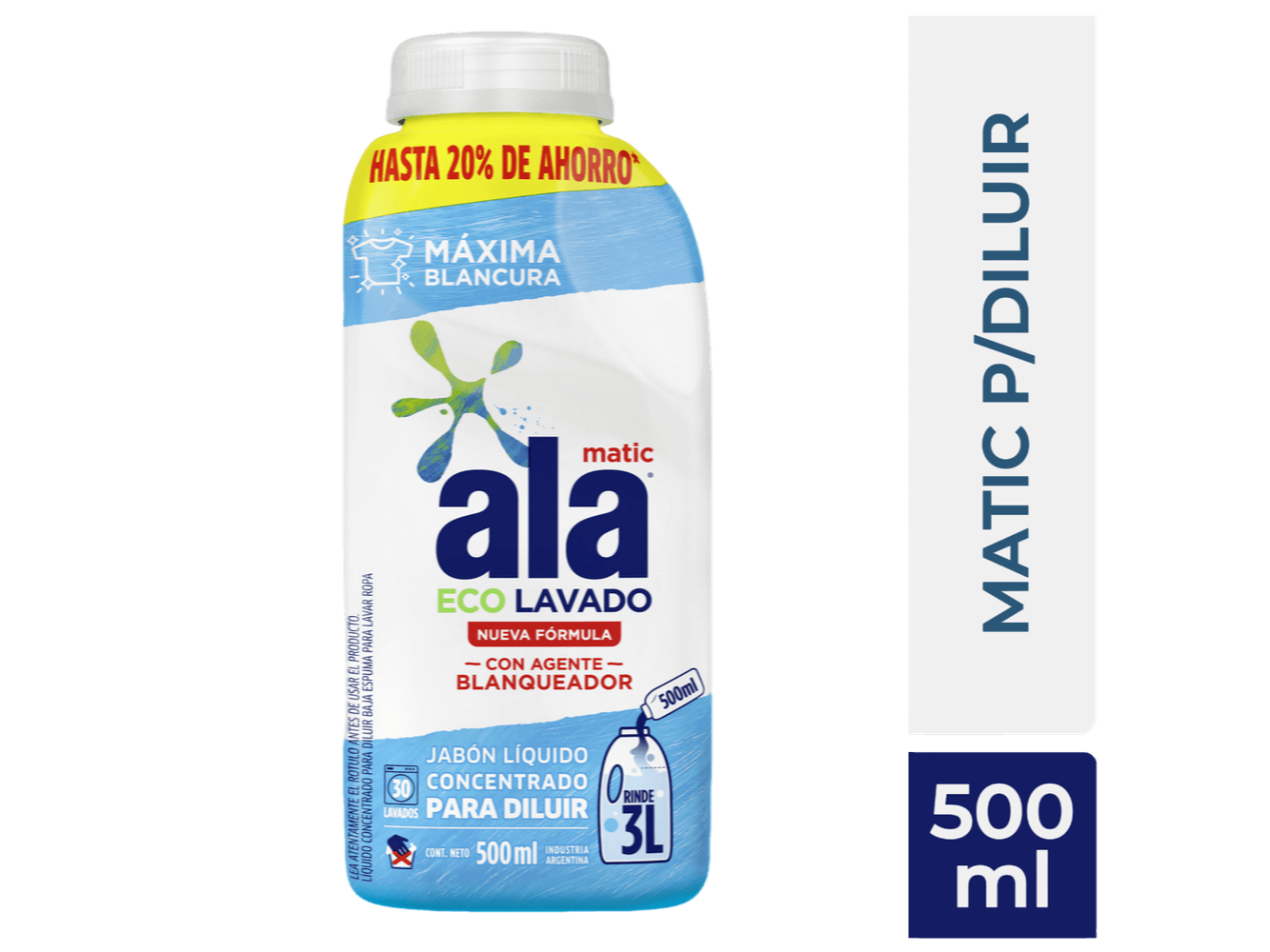 Jabon Liquido ALA p/diluir 500ml MAXIMA BLANCURA