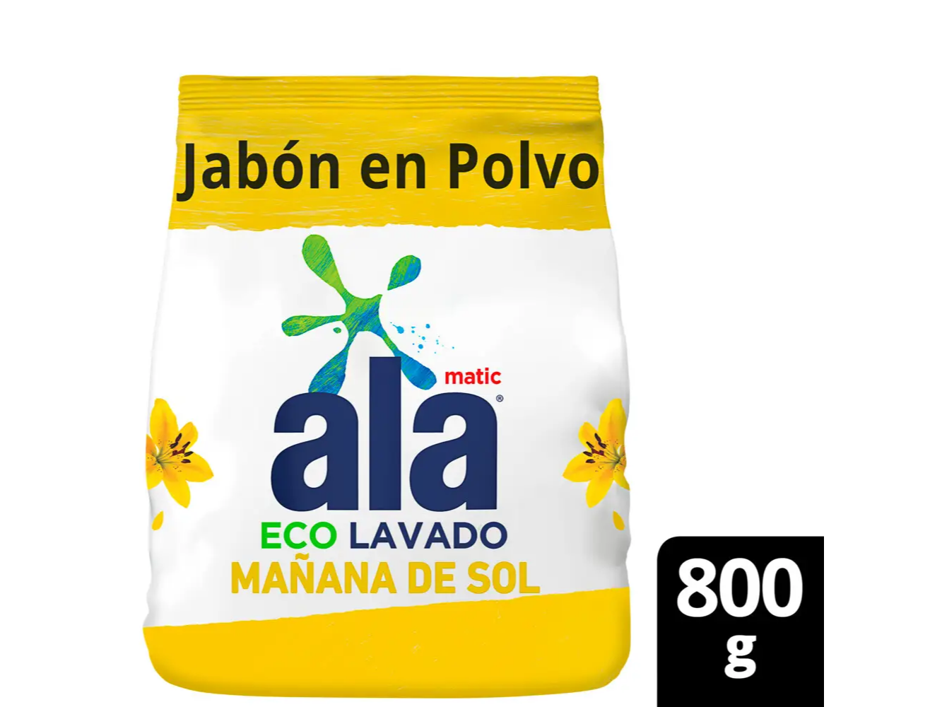 Jabón en Polvo Matic ALA Mañana de sol Máxima Blancura 800 g