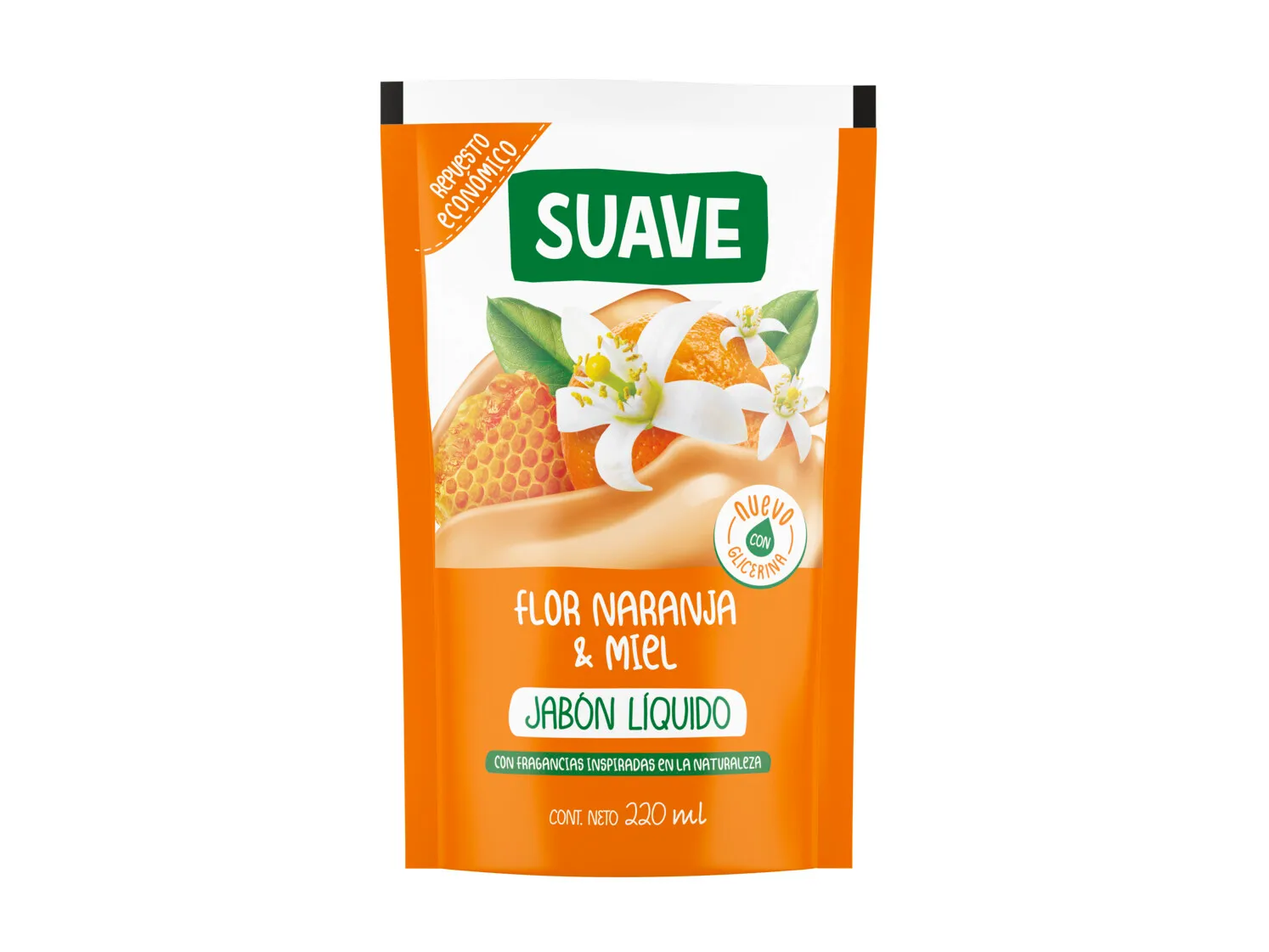 Jabon Liquido p/mano SUAVE Flor Naranja y Miel 220 ml