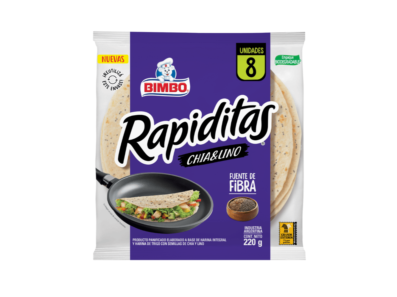 Rapiditas BIMBO x8 Chia y Lino 220gr