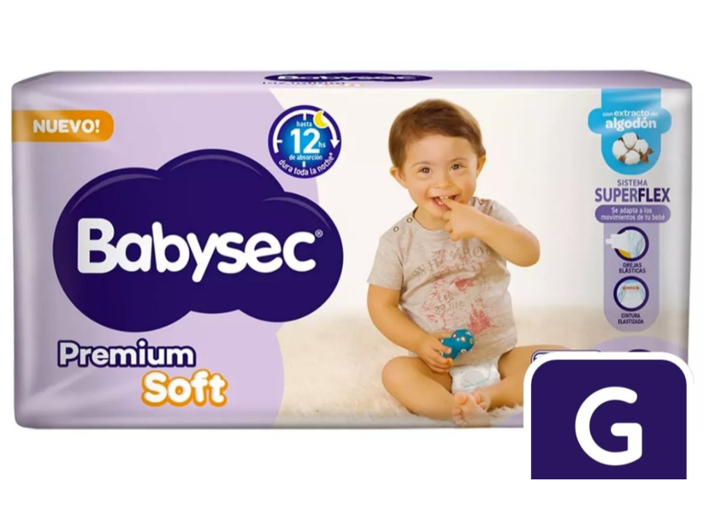 Pañal BABYSEC Premium Soft x8 Grande