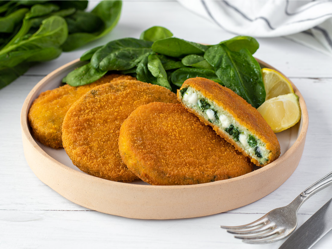 Hamburguesa de merluza con espinaca