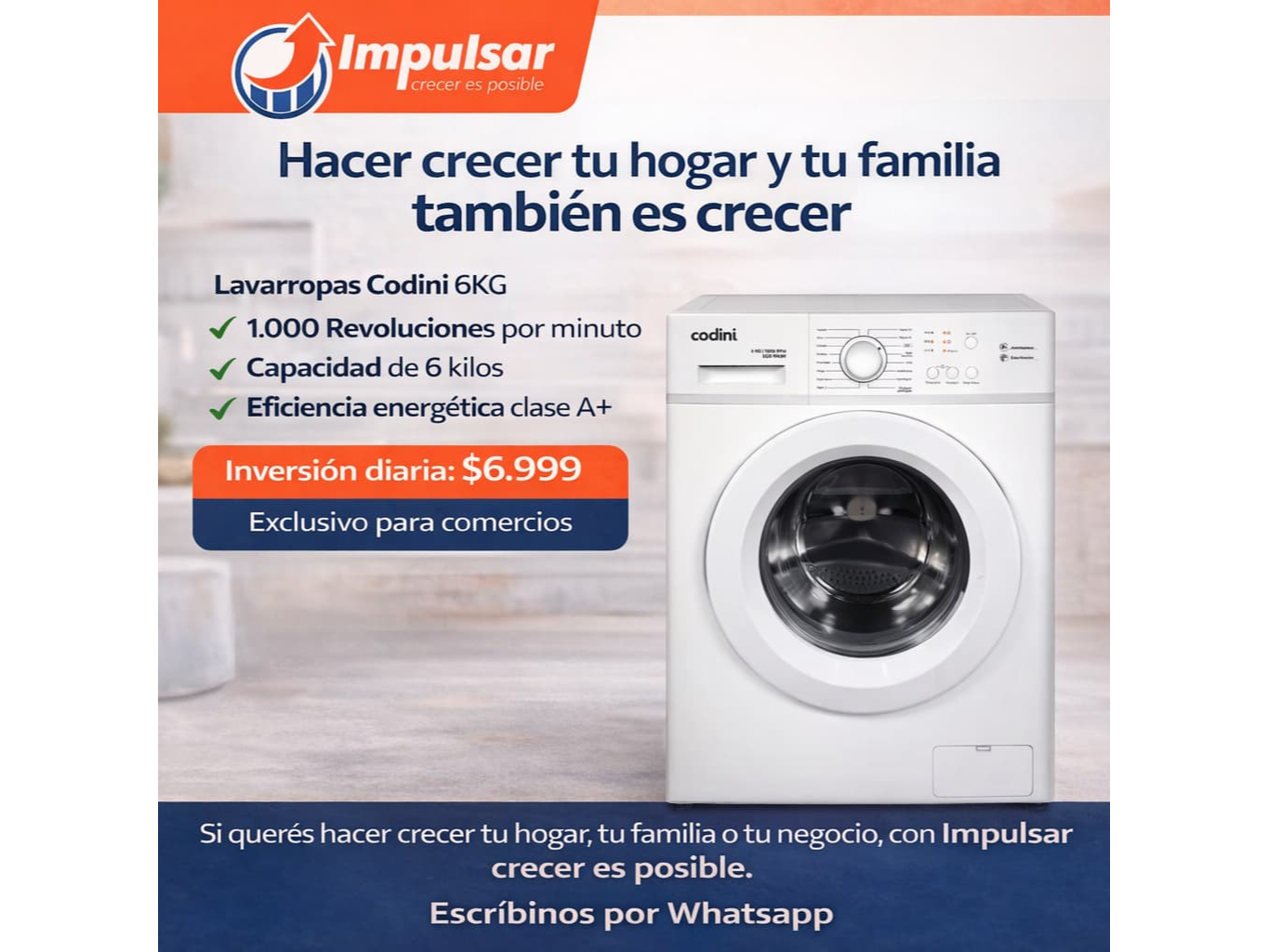 LAVARROPAS CARGA FRONTAL 6K 1000RPM A+++ BLANCO INVERTER CODINI