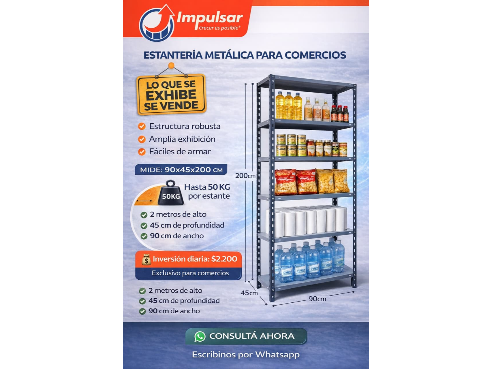 ESTANTERIA METALICA 5 ESTANTES (PLAN CORTO)