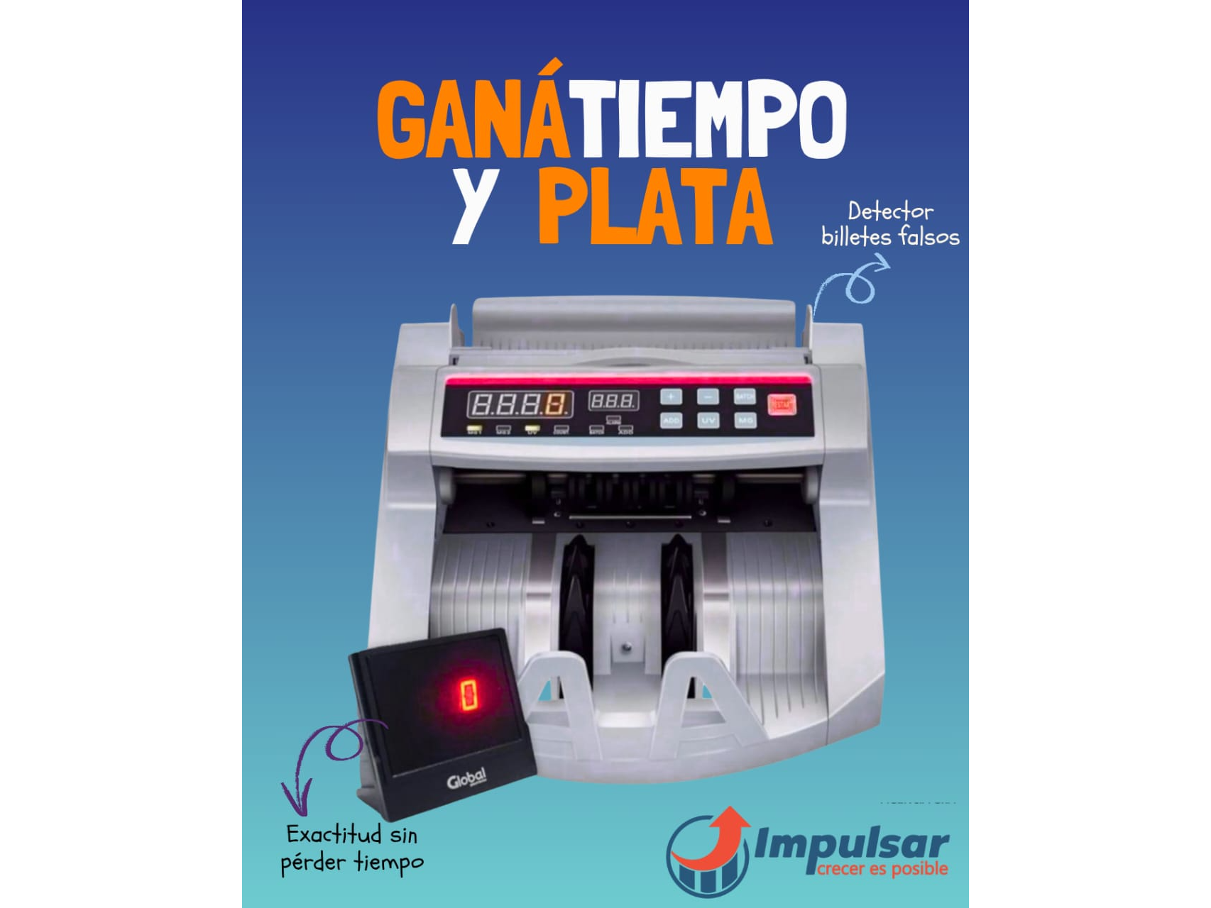 CONTADORA DE BILLETES "GLOBAL CON VISOR EXTERNO"