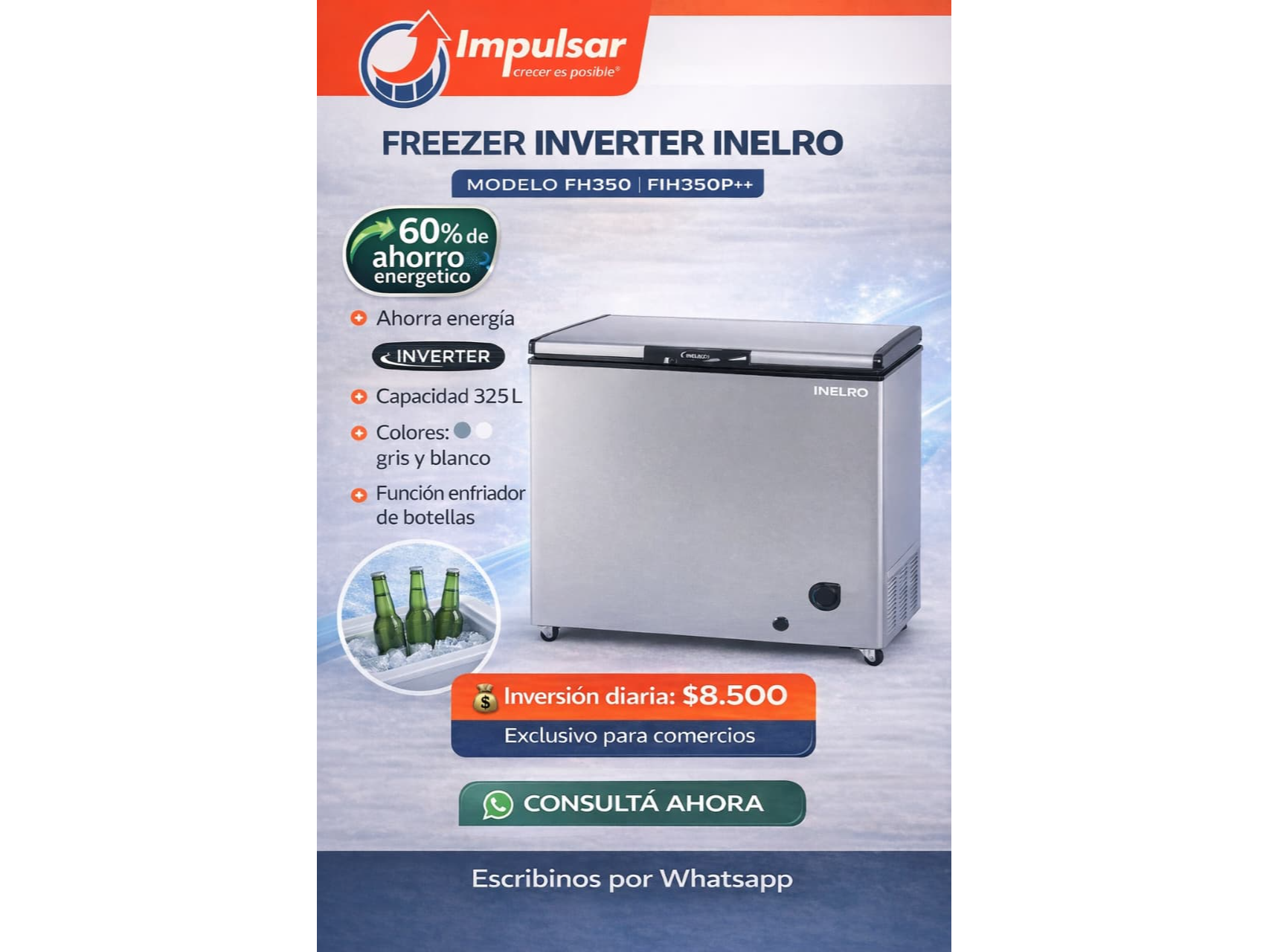 FREEZER INELRO INVERTER CON REGULACION DE TEMPERATURA