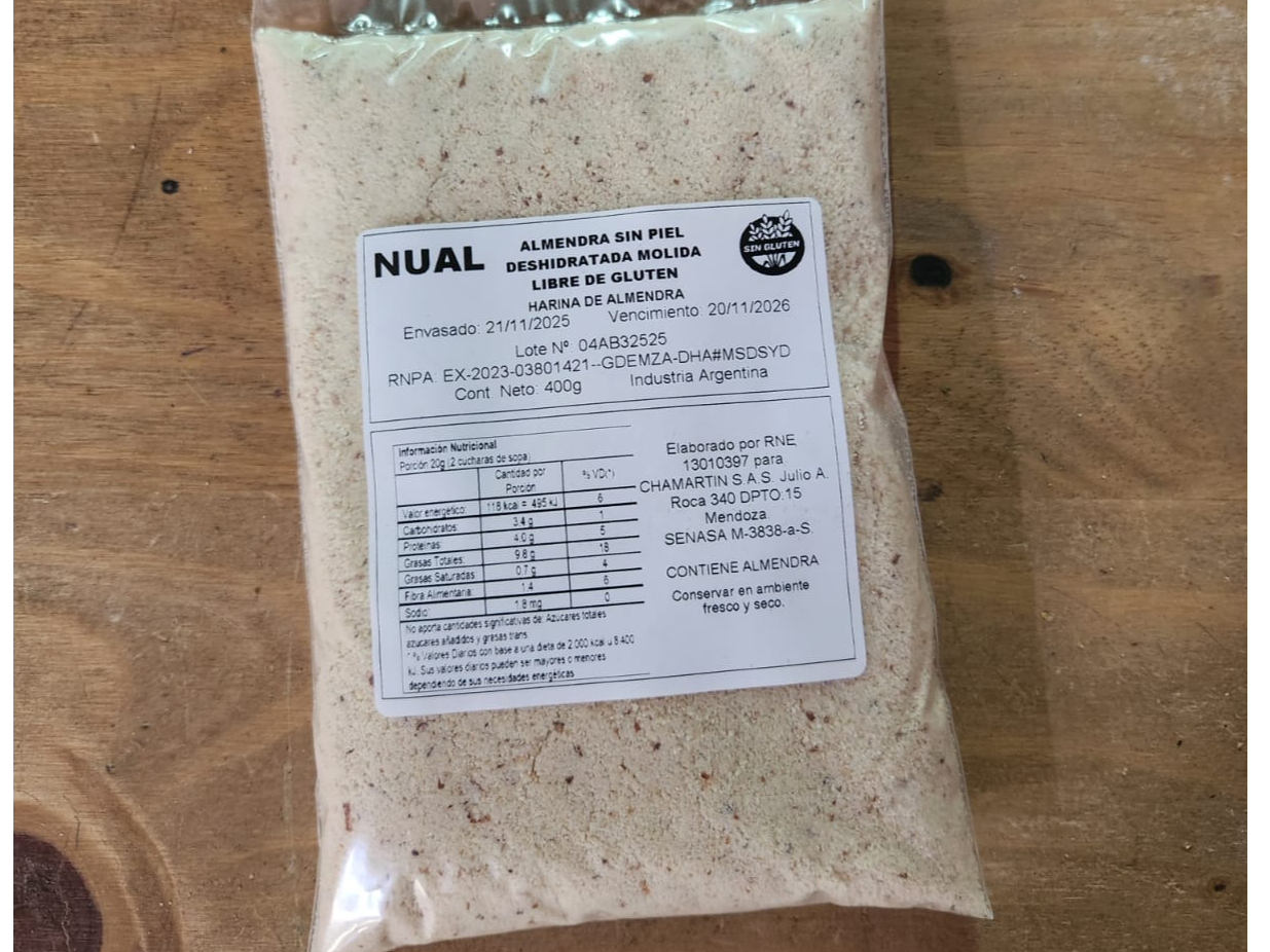 Harina de almendra sin TACC SIN piel 100% x 400gr