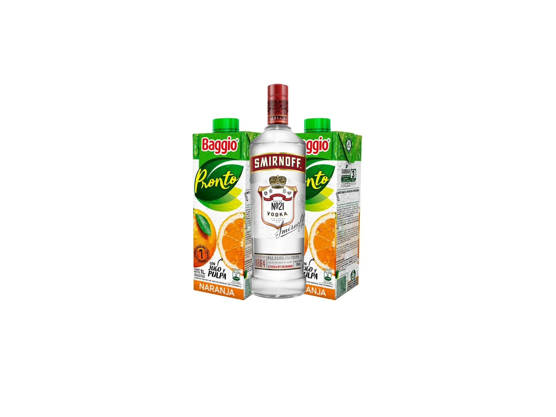 Smirnoff clasicc + 2 Baggios