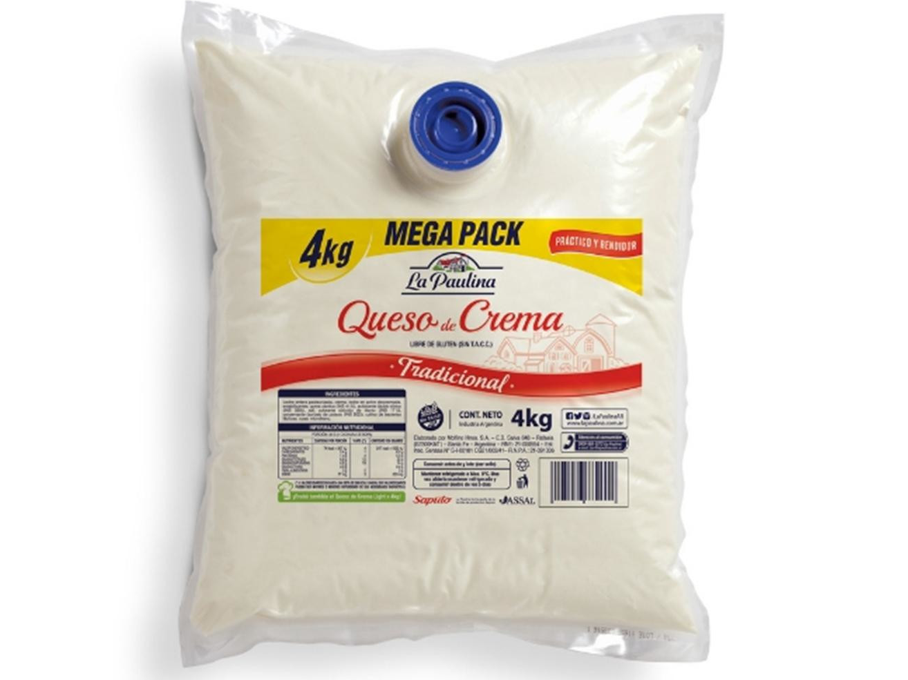 QUESO CREMA PAULINA X 4 KG SIN TACC