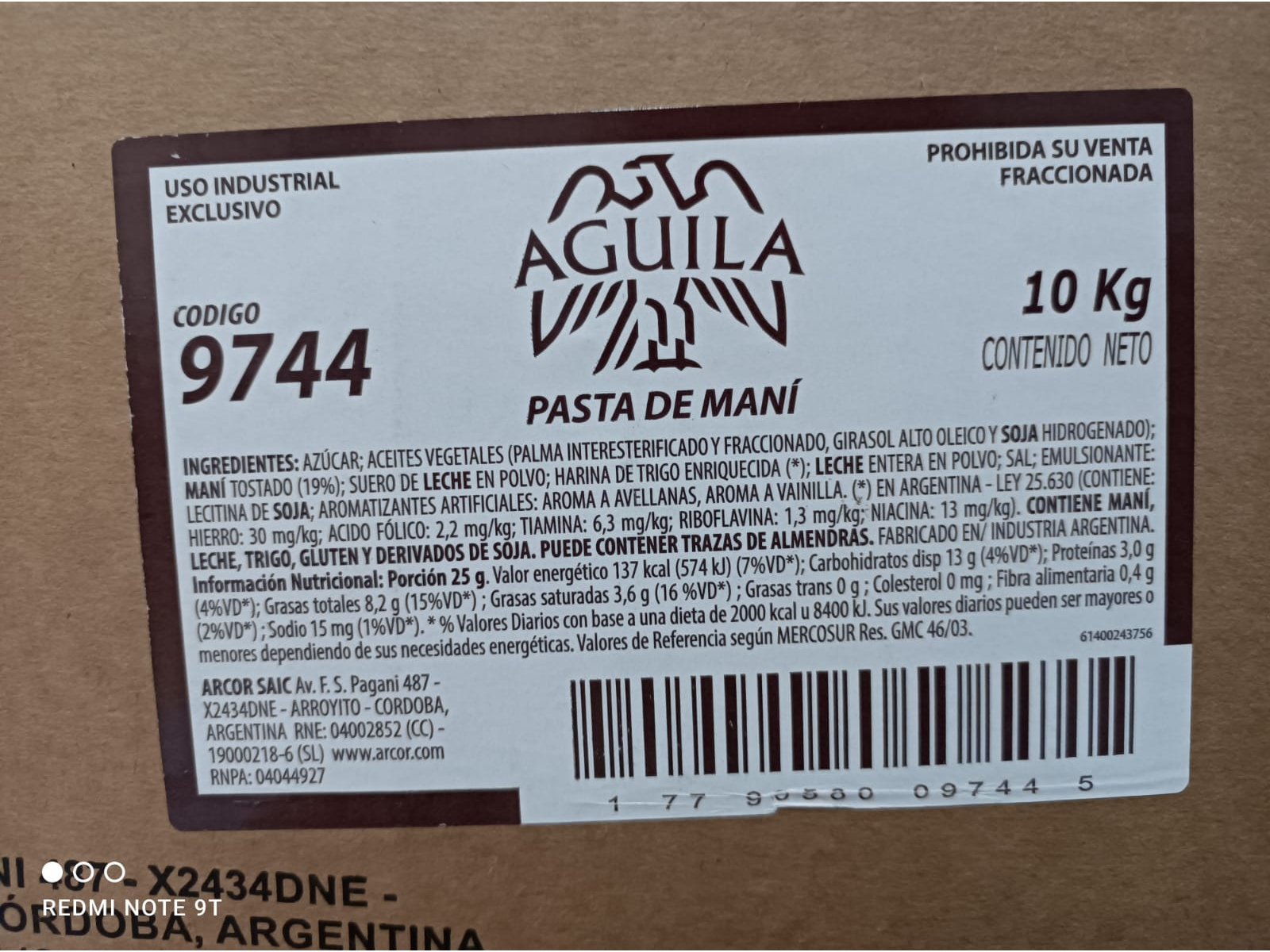 PASTA MANI AGUILA X 10 KG