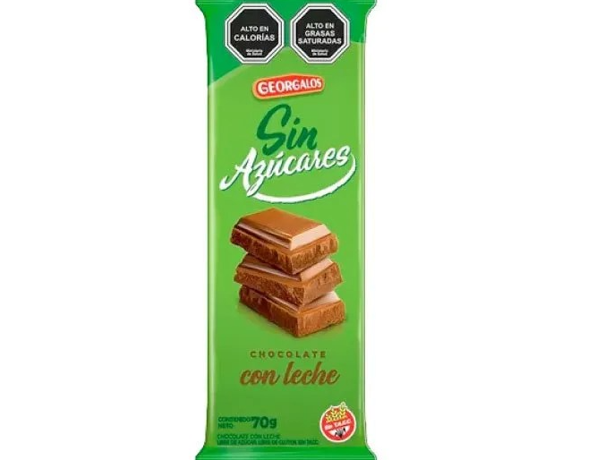 CHOCOLATE  CON LECHE SIN AZUCAR AGREGADA GEORGALOS x 70 GRS