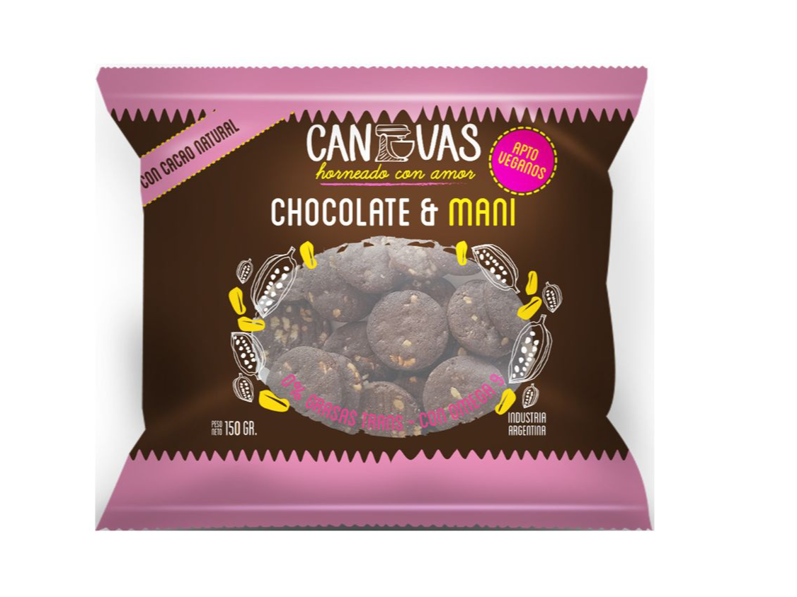 GALLETAS CANVAS CHOCOLATE Y MANI x 150 GRS