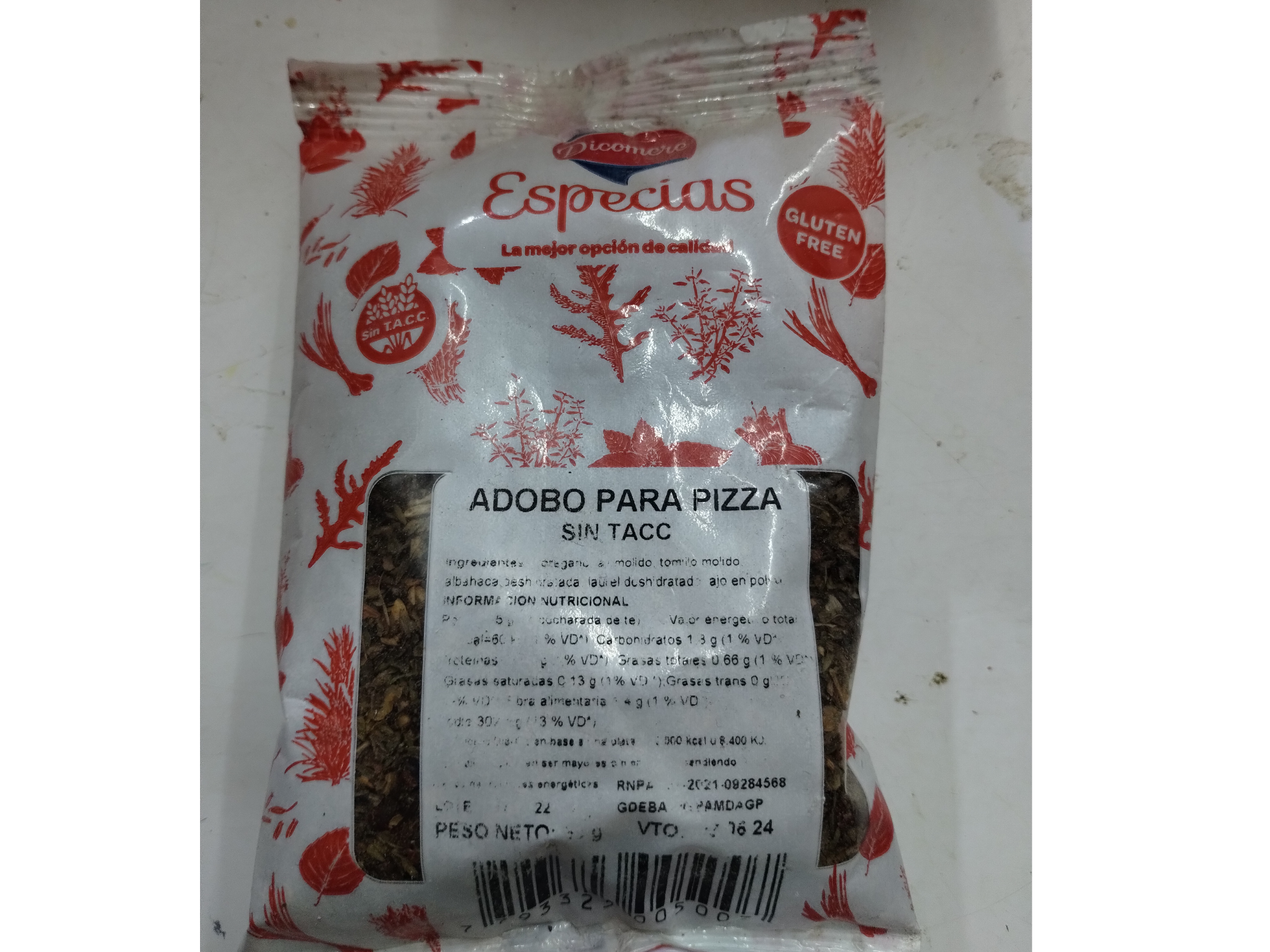 ADOBO PARA PIZZA x 50 GRS SIN TACC DICOMERE