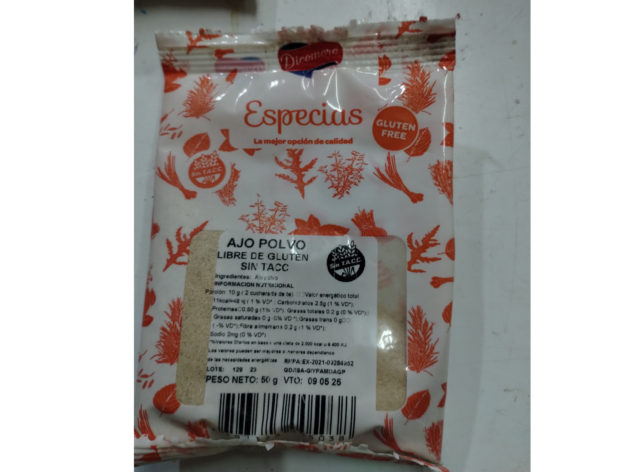 AJO EN POLVO x 50 GRS DICOMERE SIN TACC