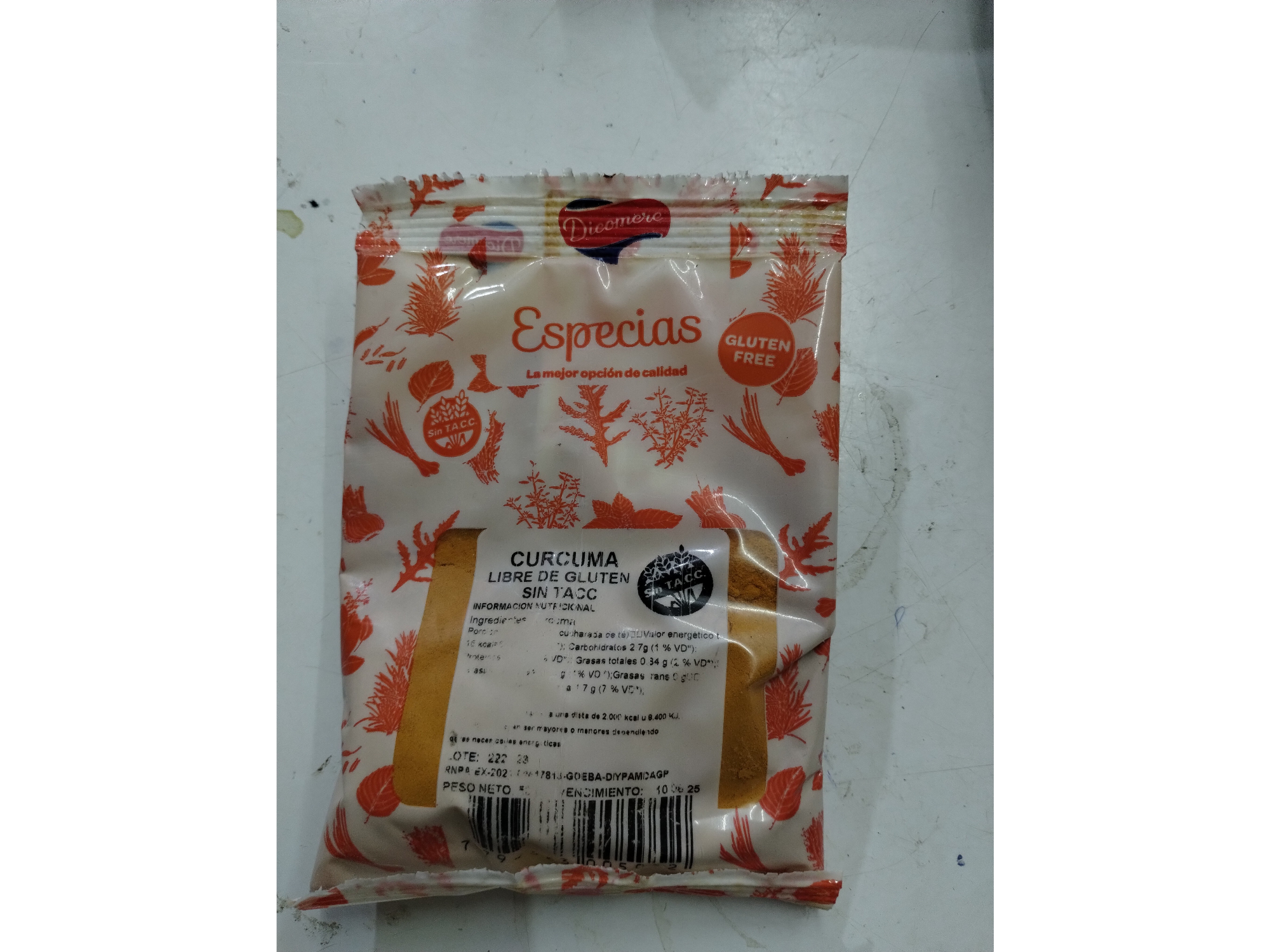 CURCUMA x 50 GRS DICOMERE SIN TACC