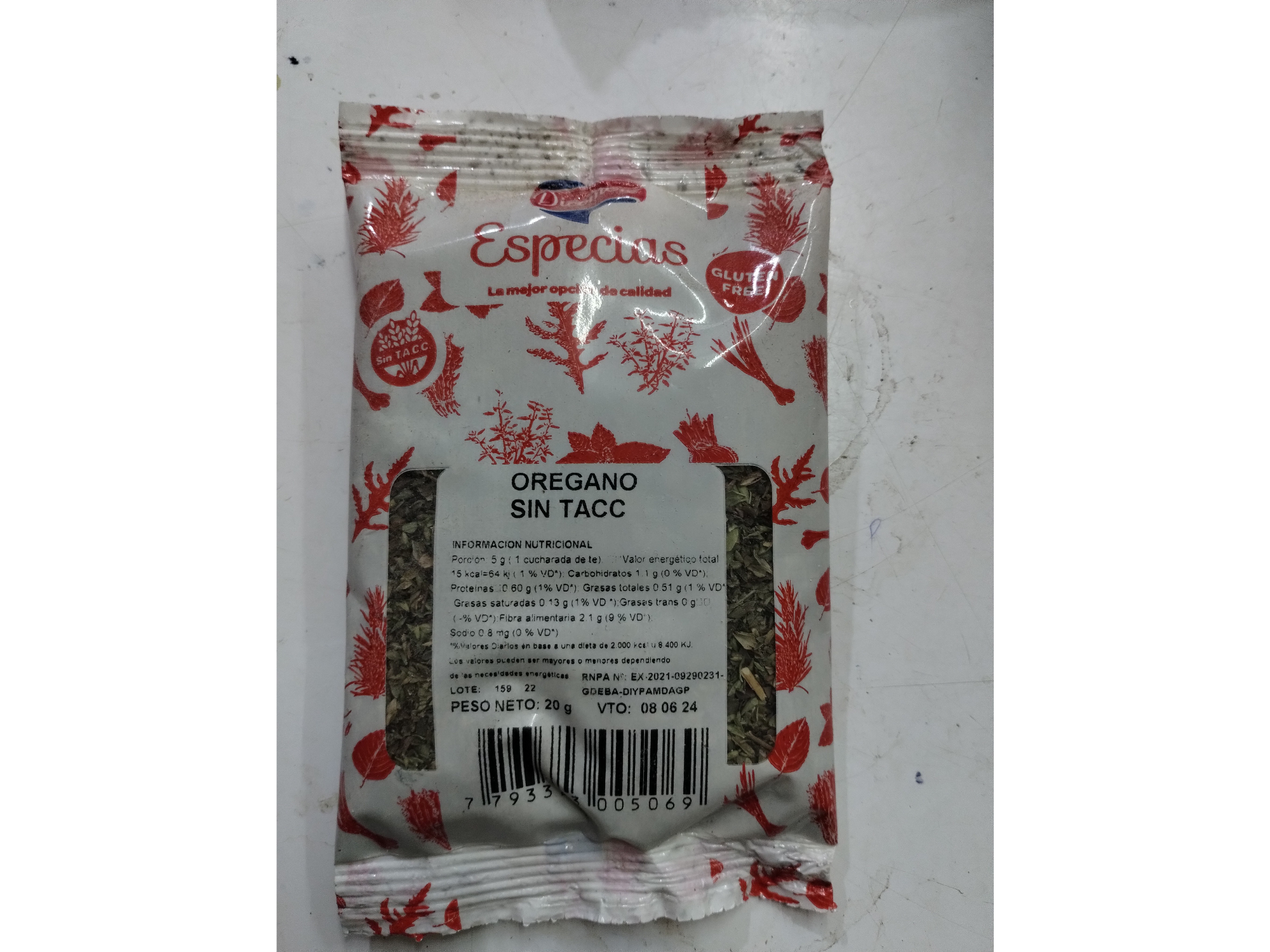 OREGANO x 20 GRS DICOMERE SIN TACC