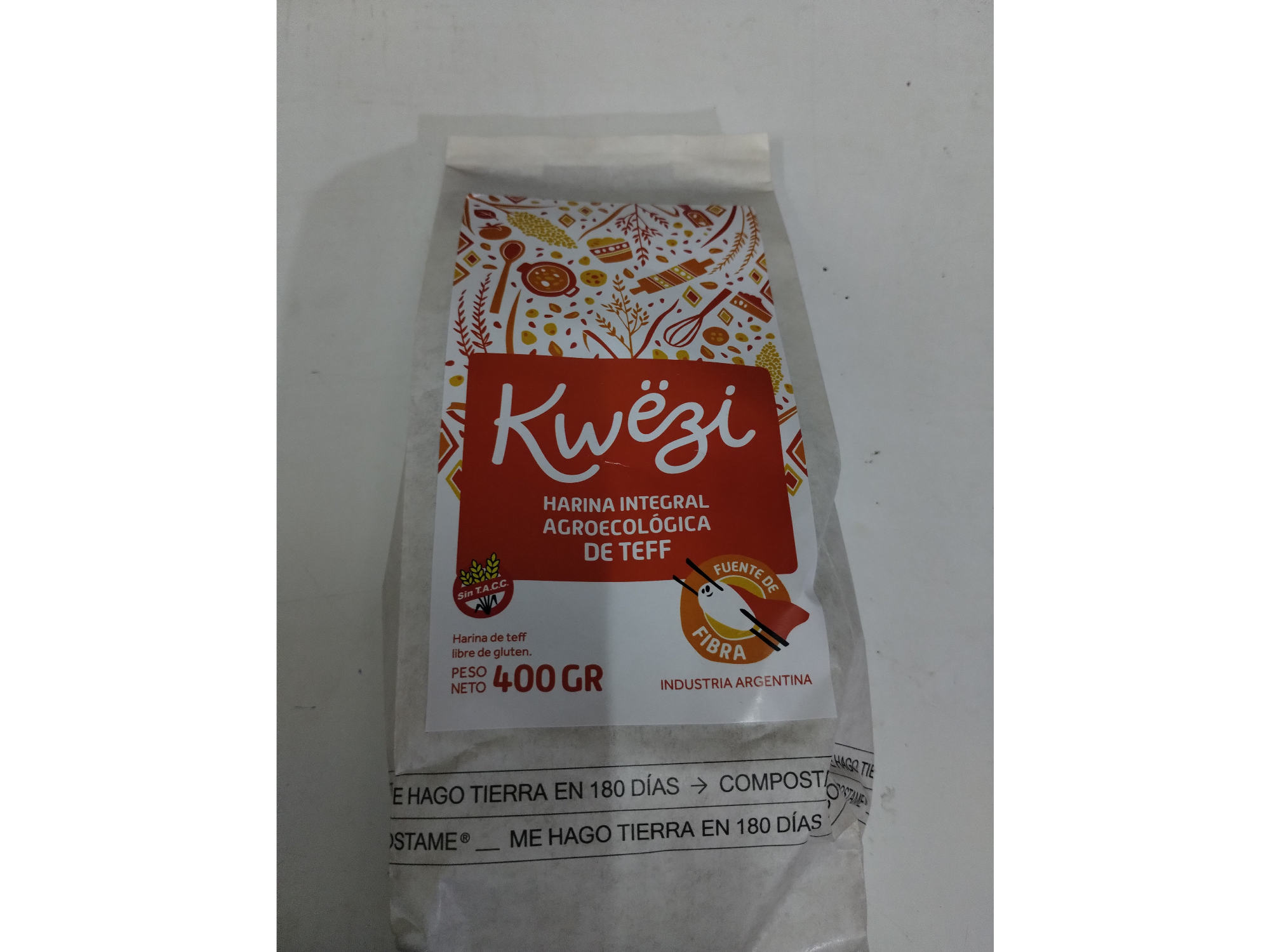 HARINA INTEGRAL DE TEFF AGROECOLOGICO x 400  GRS KWEZI