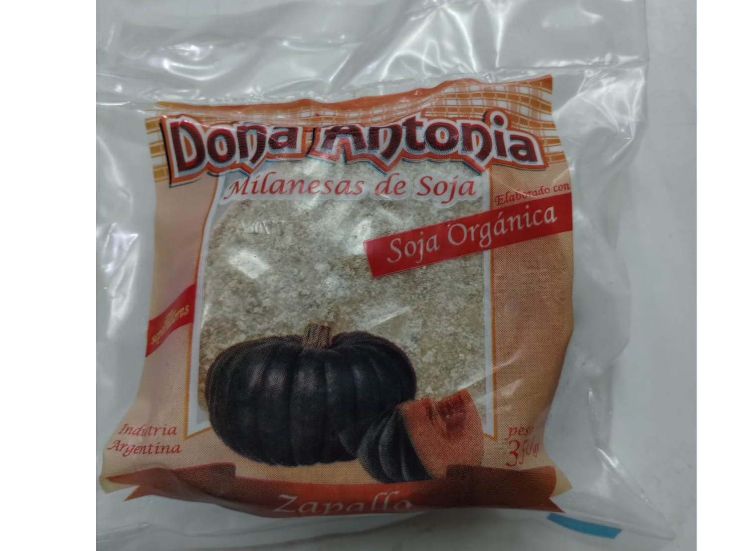 MILANESAS DE SOJA ORGANICAS x 350 GRS DOÑA ANTONIA SABOR ZAPALLO ( 5 UNID)