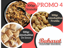 PROMO N° 4 500 GRS ALMOHADITAS DE FRUTILLA + 500 GRS ALMOHADITAS DE LIMON + 500 GRANOLA ARTESANAL