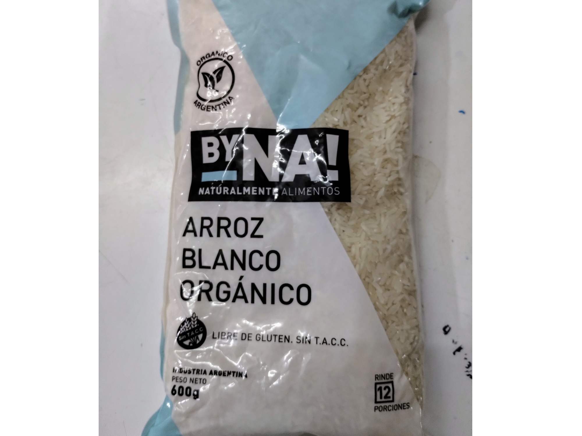 ARROZ BLANCO ORGANICO BYNA x 600 GRS