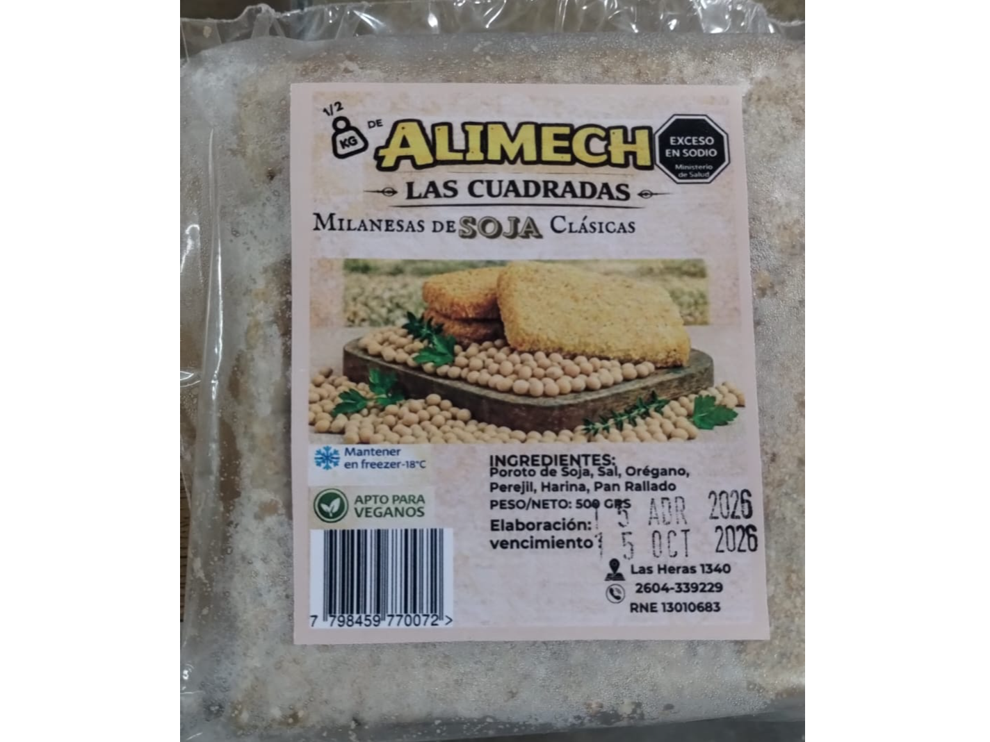 MILANESAS DE SOJA CLASICAS x 500 GRS ALIMECH