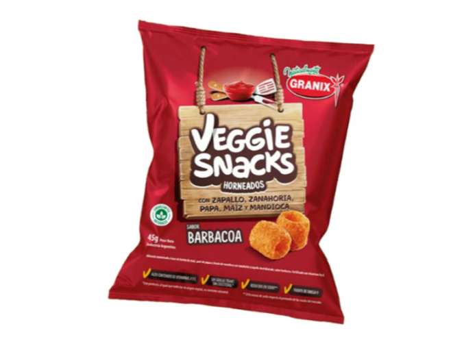 VEGGIE SNACKS SABOR BARBACOA GRANIX x 90 GRS