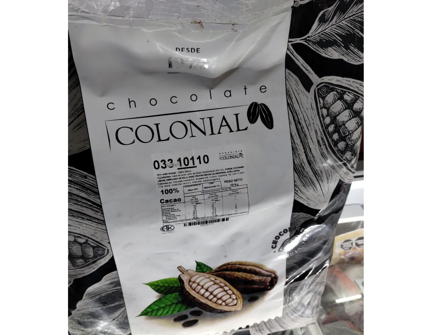 CHOCOLATE COBERTURA COLONIAL 100 % CACAO A GRANEL