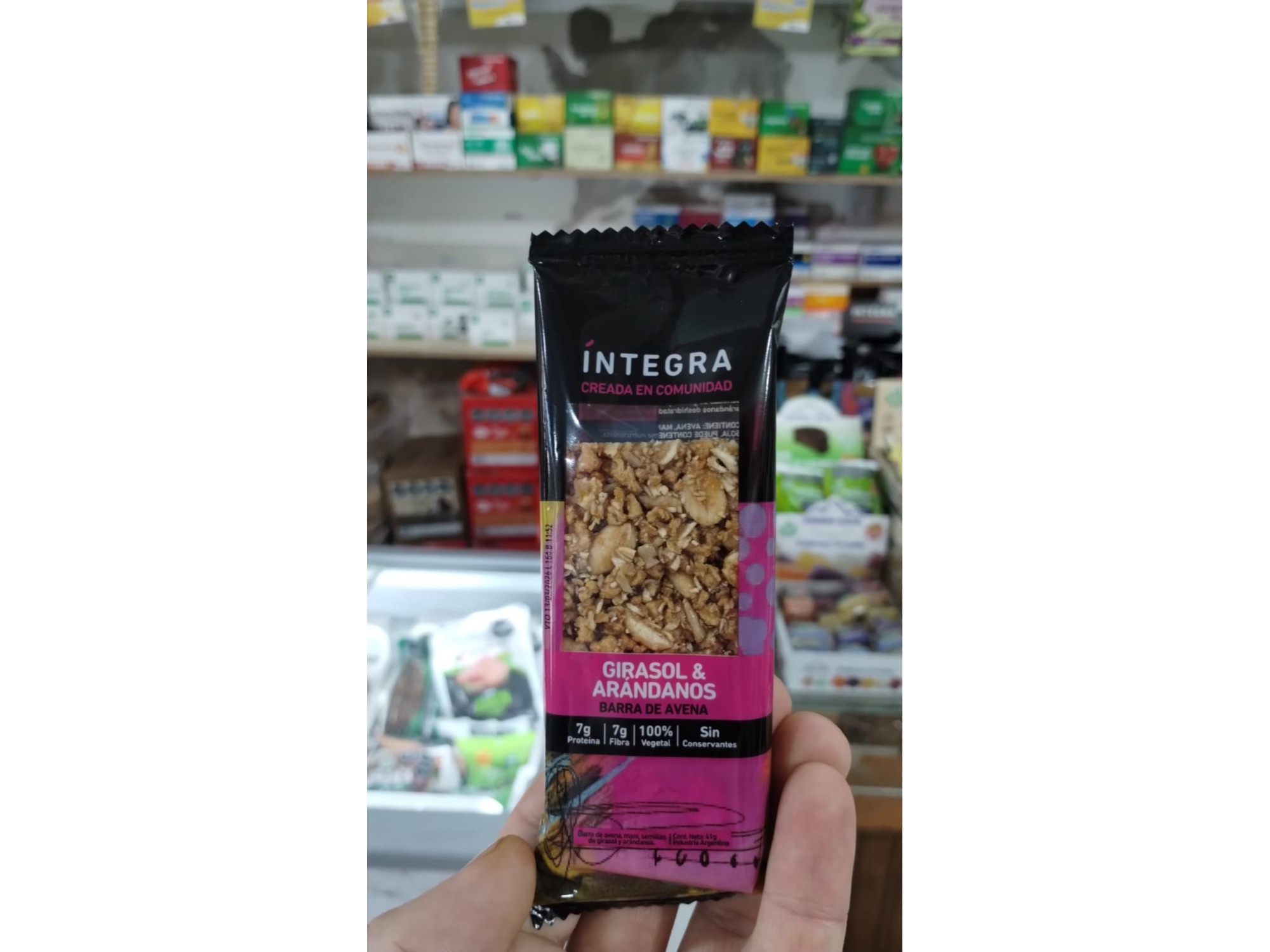 BARRA DE AVENA GIRASOL Y ARANDANOS INTEGRA x 41 GRAMOS