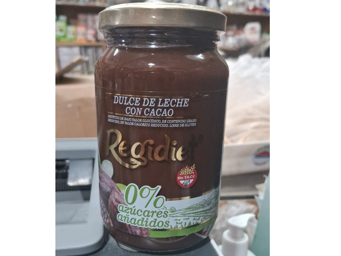 DULCE DE LECHE SIN AZUCAR AGREGADA Y SIN TACC REGIDIET CON CACAO x 445 GRS